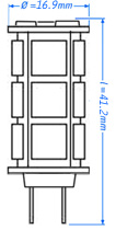 Dimensions Drawing onlux MicroLux 498 G4 LED Lamp : Zeichnung Stiftsockellampe
